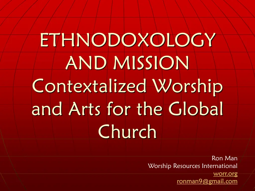 ethnodoxology and mission contextalized worship