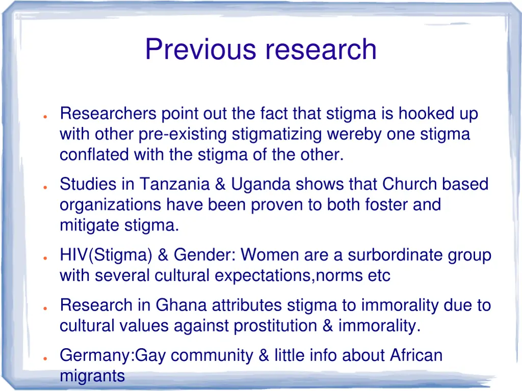 previous research