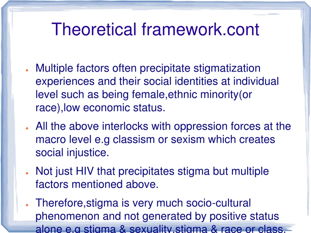 theoretical framework cont
