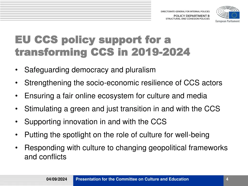 eu ccs policy support for a eu ccs policy support