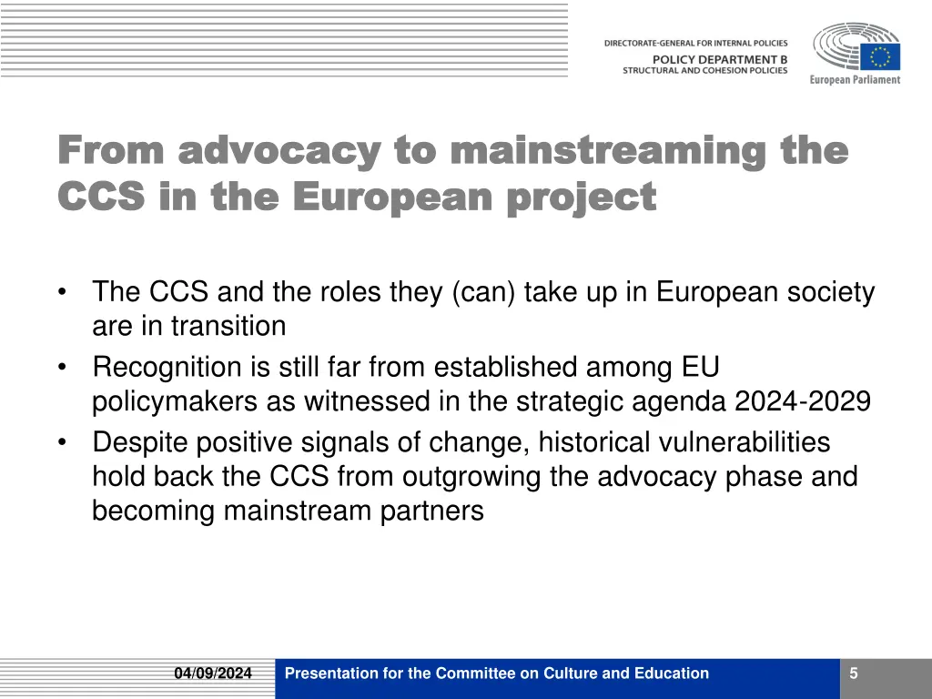 from advocacy to mainstreaming the from advocacy