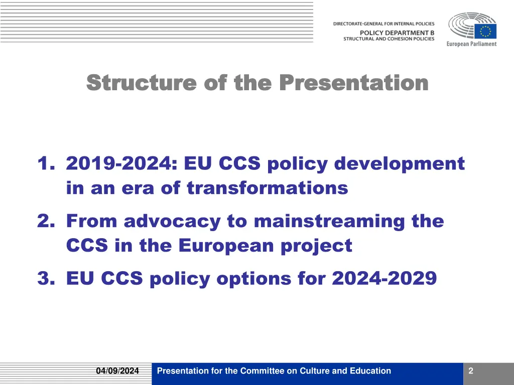 structure of the presentation structure