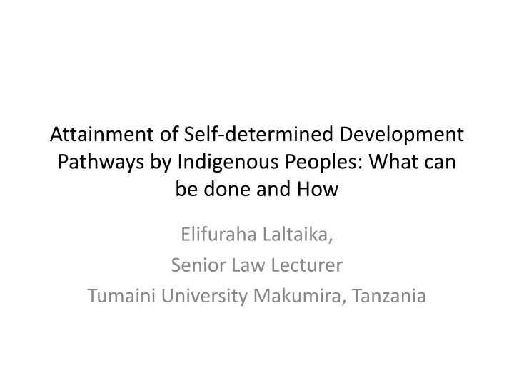 attainment of self determined development
