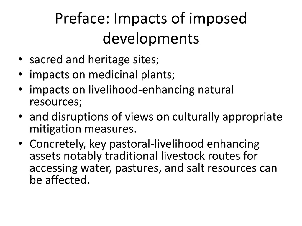 preface impacts of imposed developments sacred