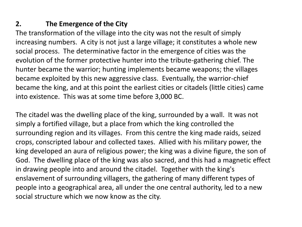 2 the transformation of the village into the city