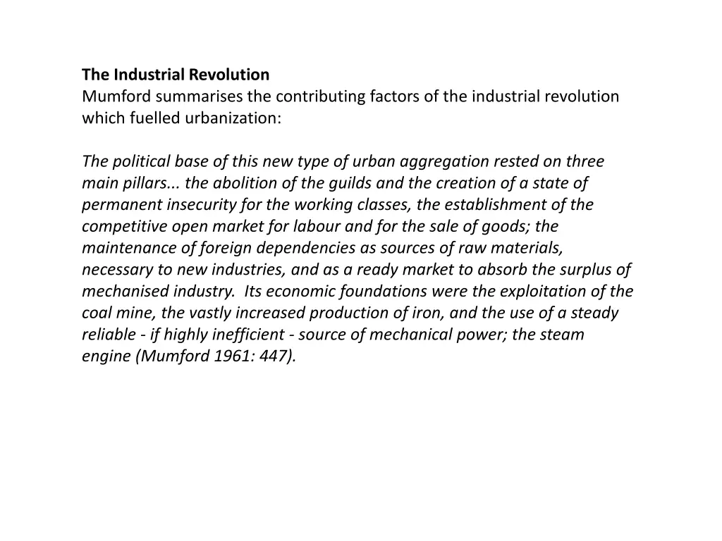 the industrial revolution mumford summarises