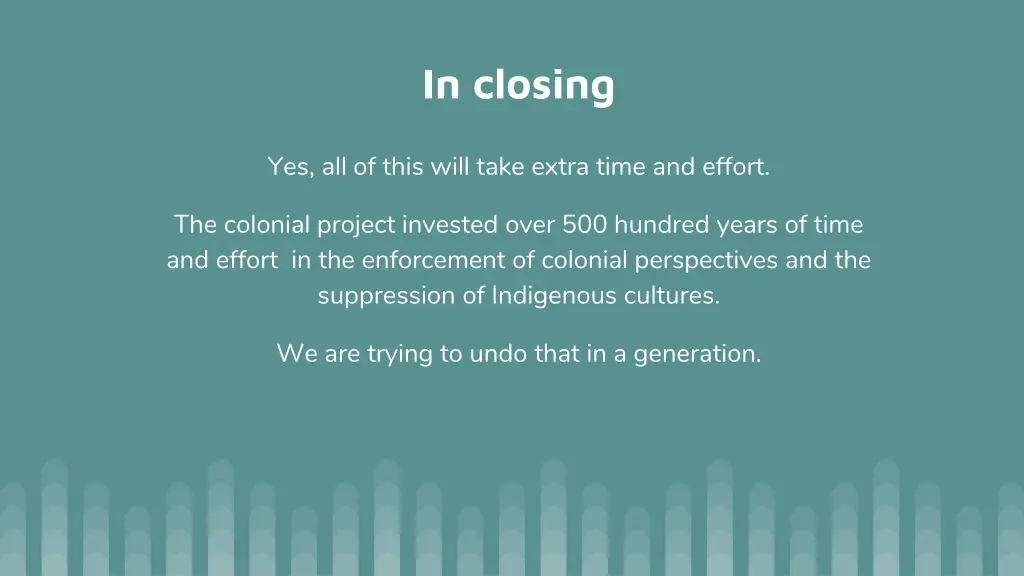 in closing