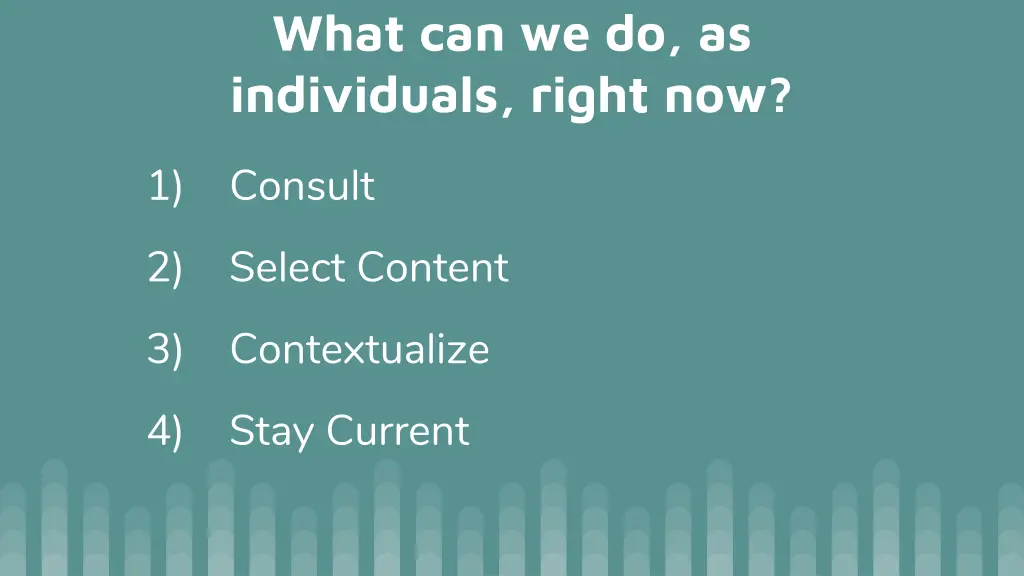 what can we do as individuals right now