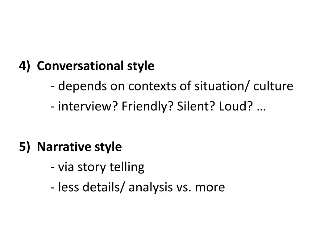 4 conversational style depends on contexts