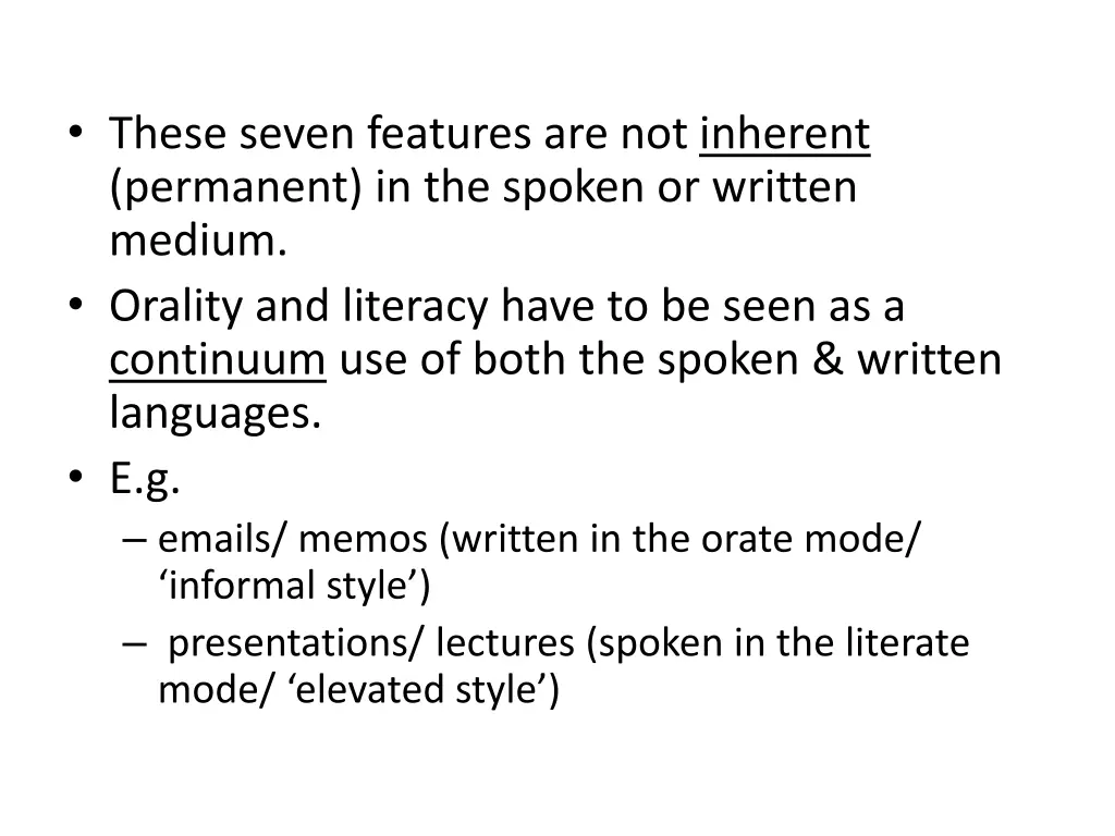 these seven features are not inherent permanent