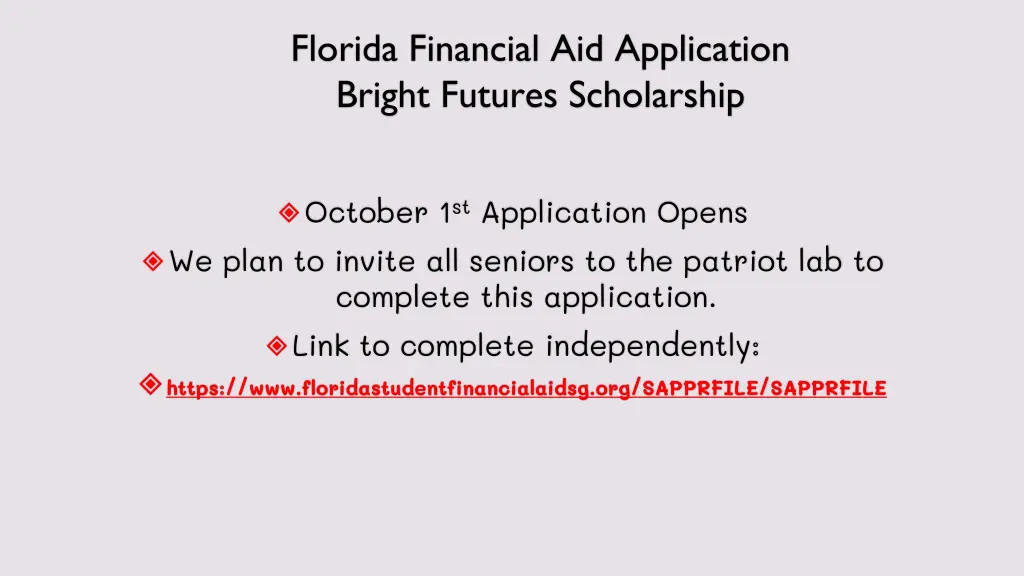 florida financial aid application bright futures