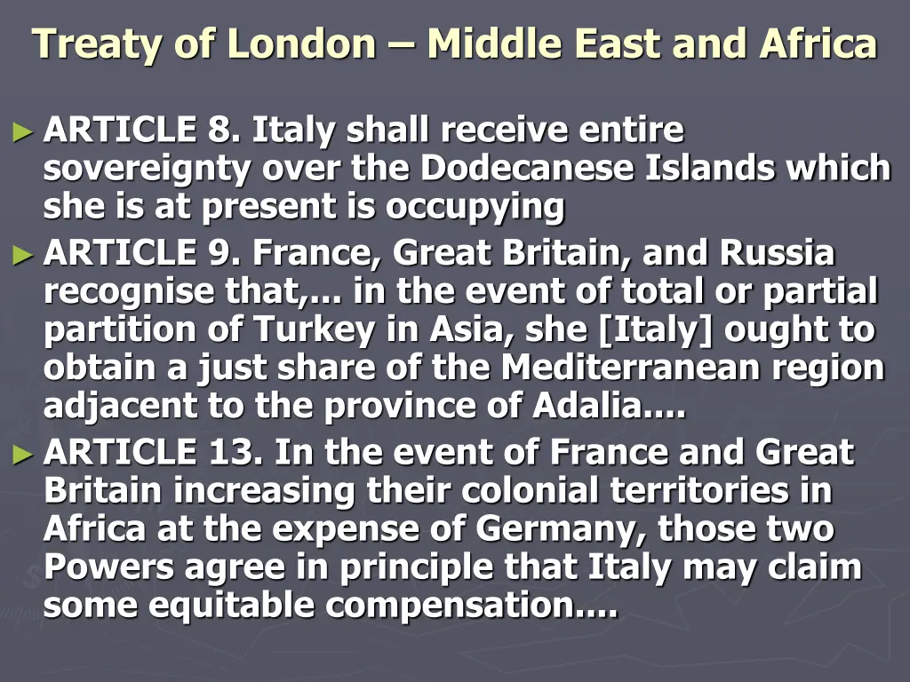 treaty of london middle east and africa