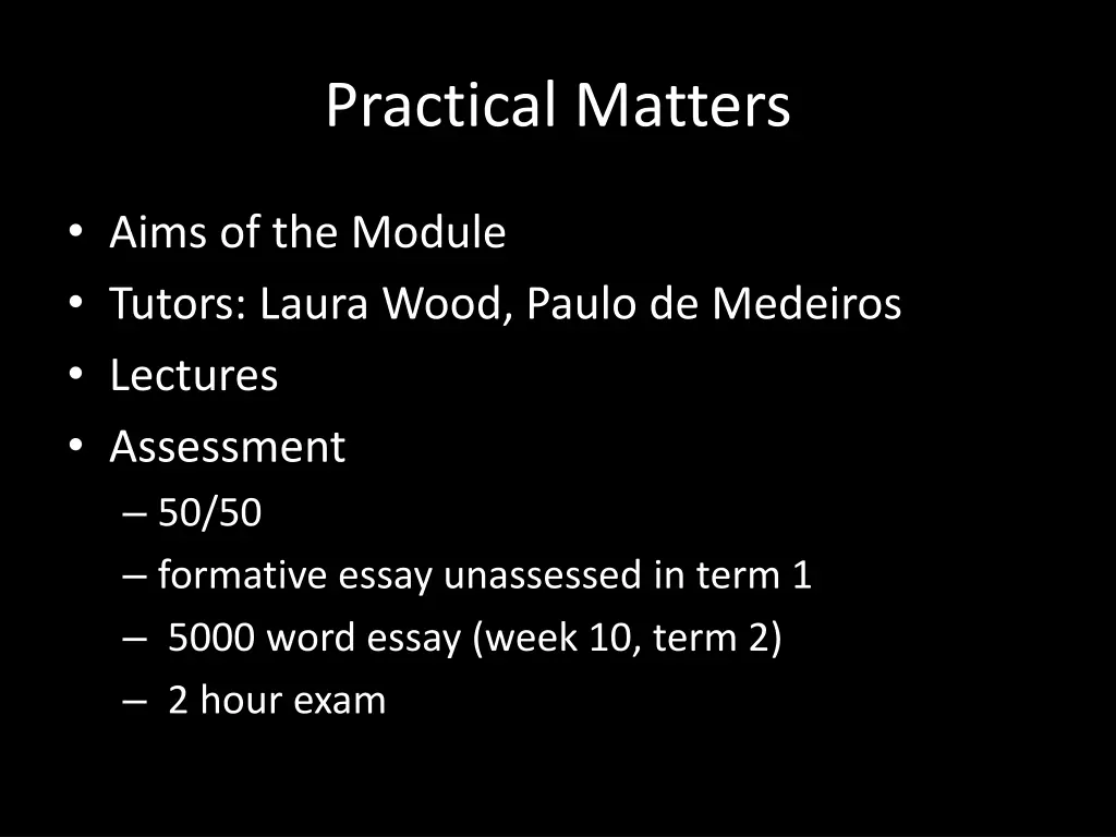 practical matters