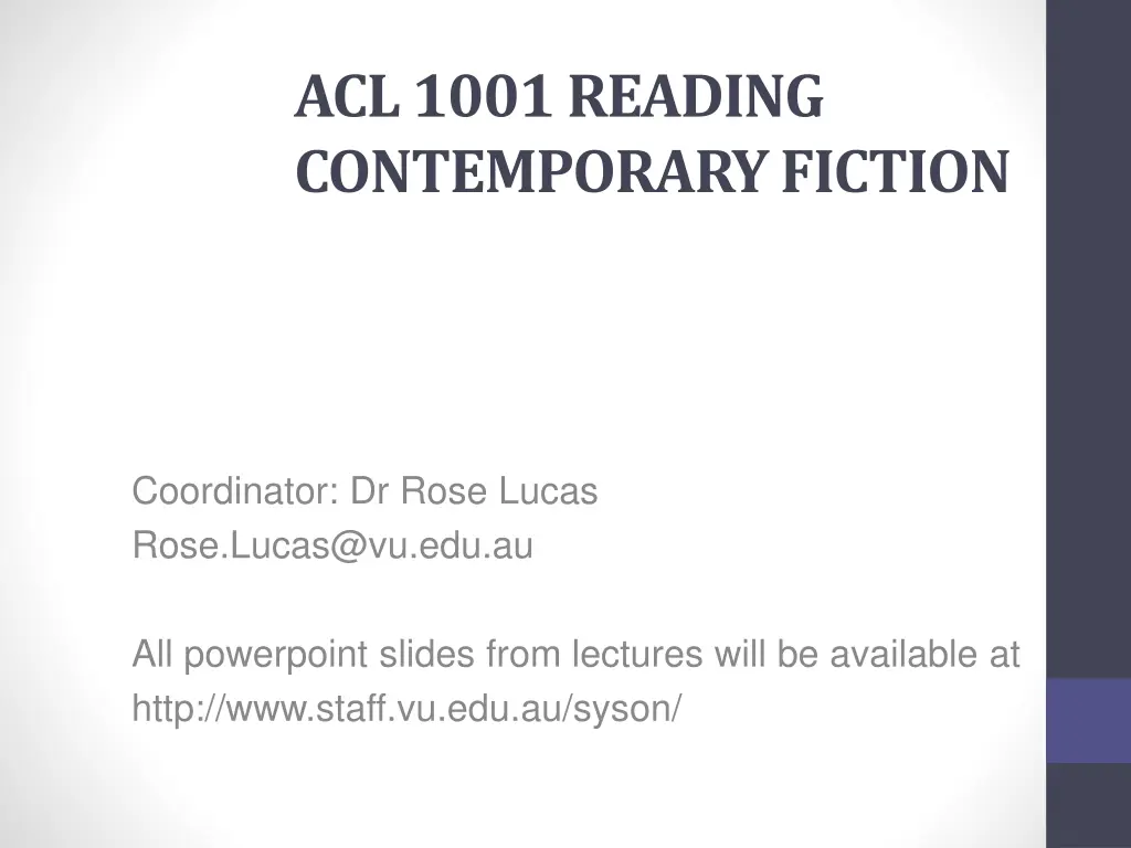 acl 1001 reading contemporary fiction