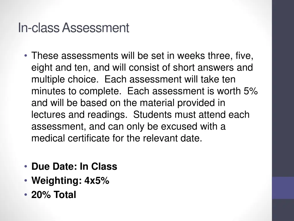 in class assessment