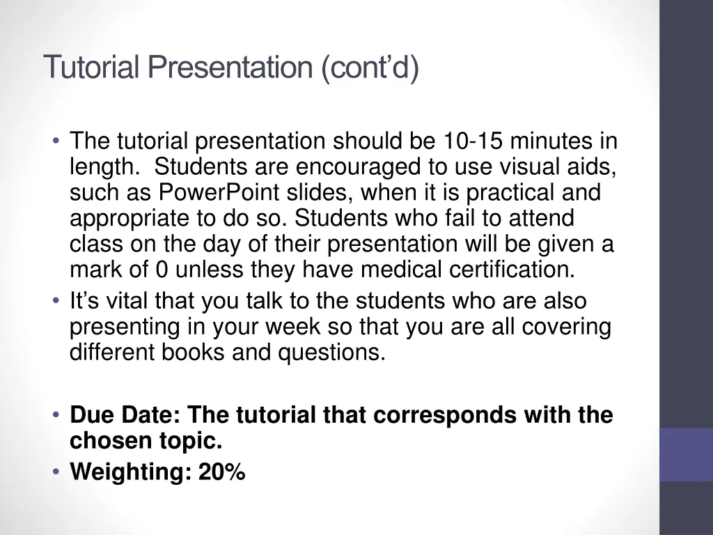 tutorial presentation cont d
