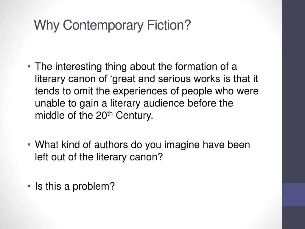why contemporary fiction