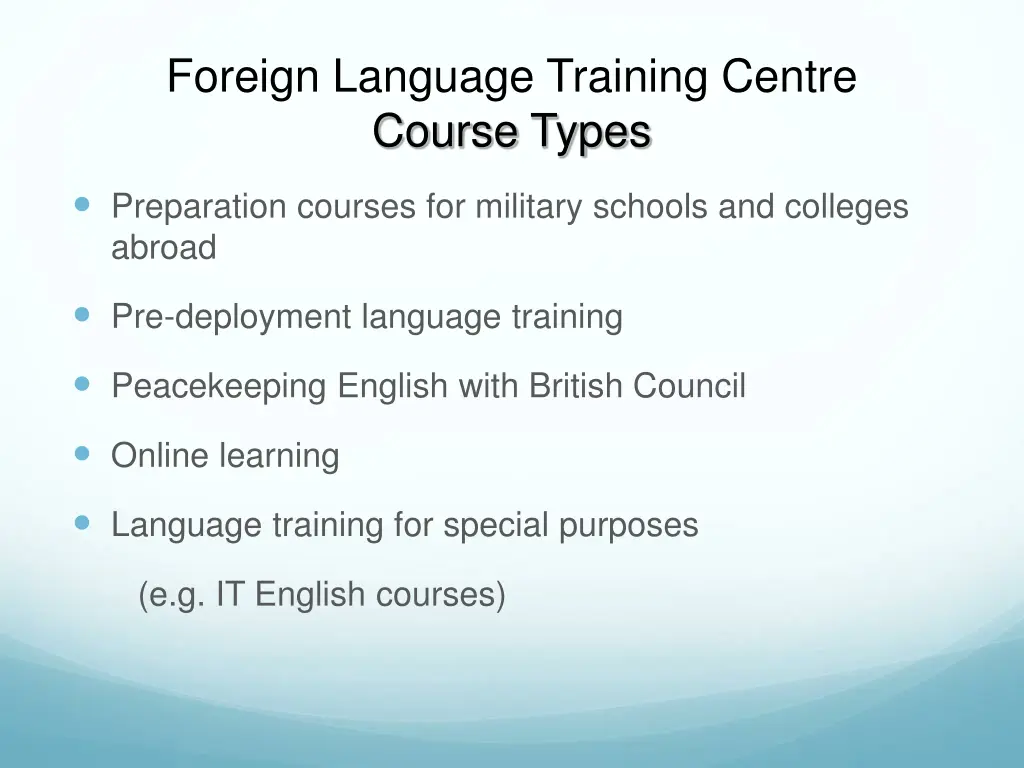 foreign language training centre course types