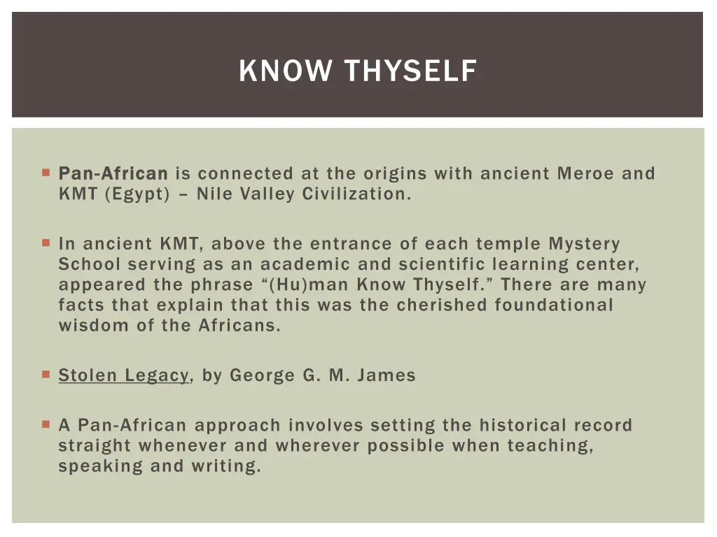 know thyself