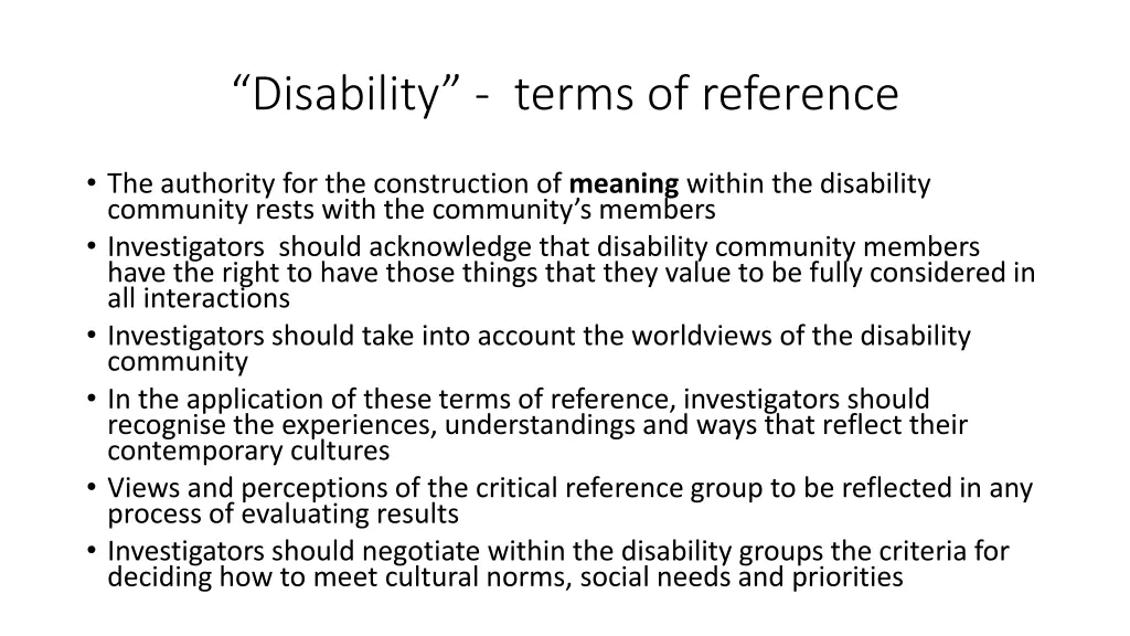disability terms of reference