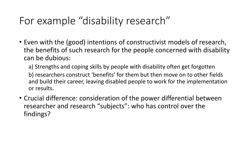 for example disability research