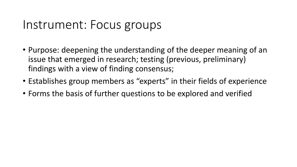 instrument focus groups