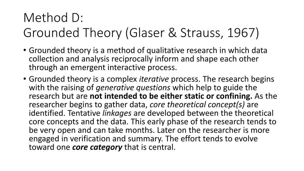 method d grounded theory glaser strauss 1967