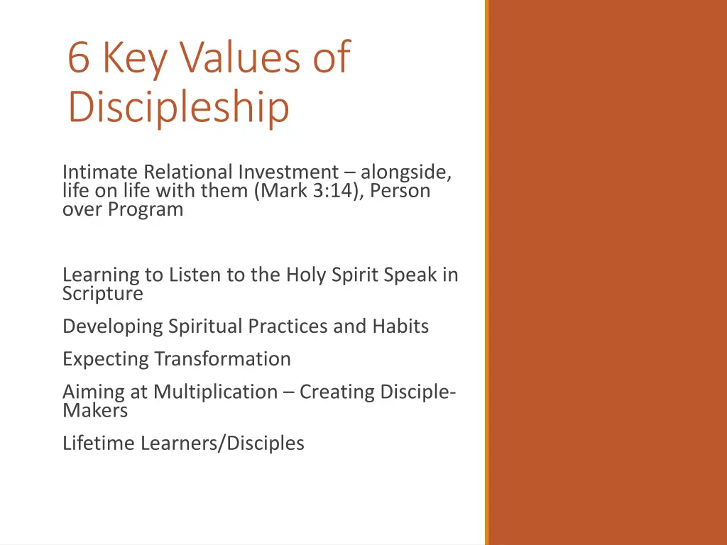 6 key values of discipleship