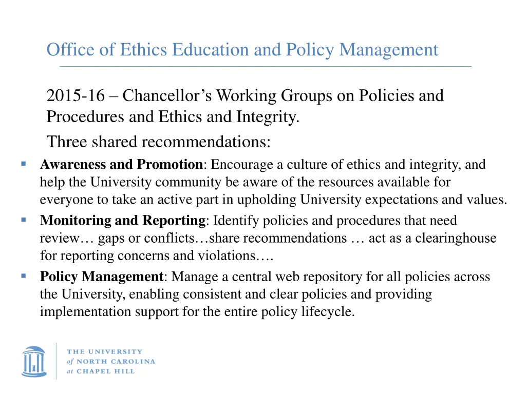 office of ethics education and policy management
