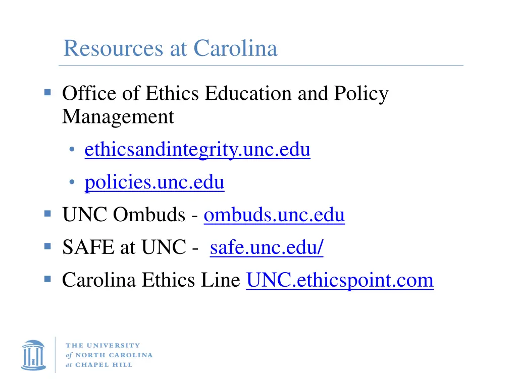 resources at carolina