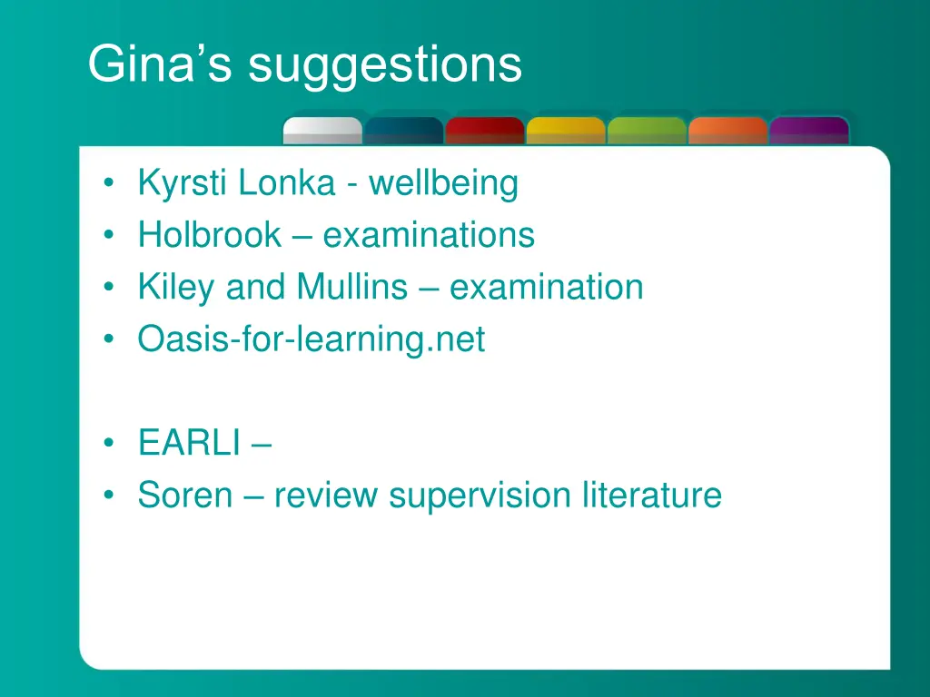 gina s suggestions