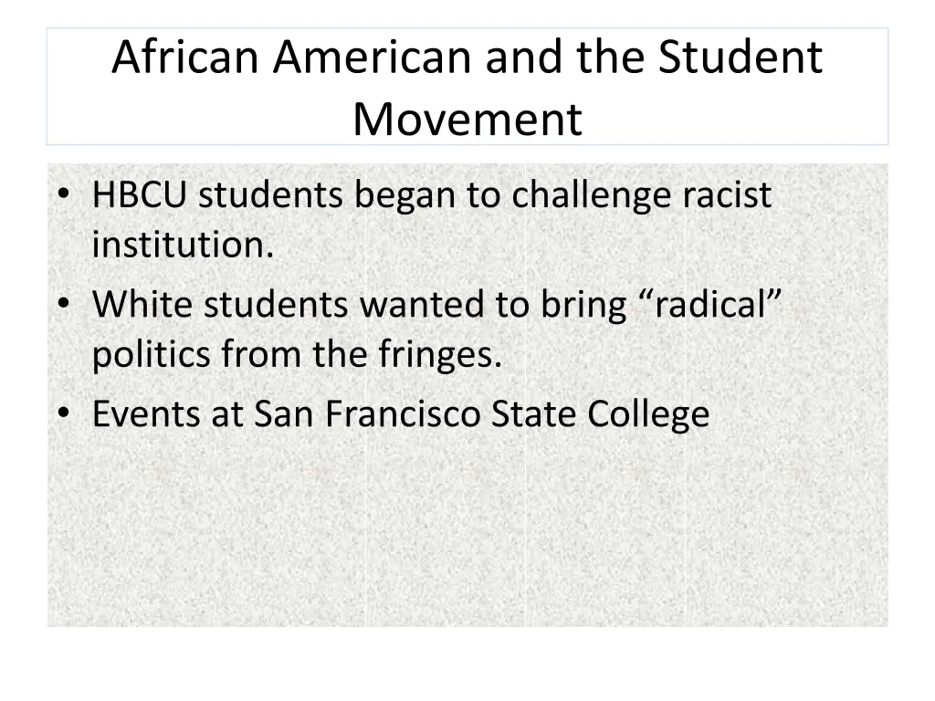 african american and the student movement