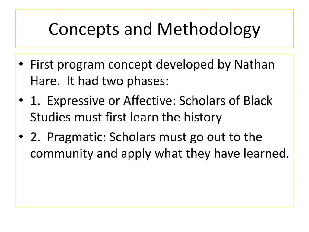 concepts and methodology