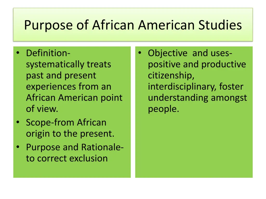 purpose of african american studies