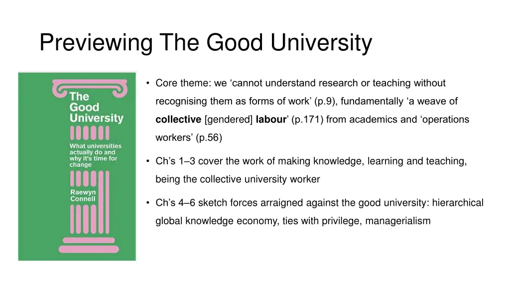 previewing the good university