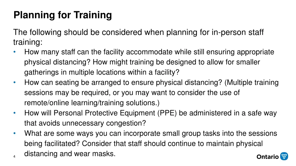 planning for training