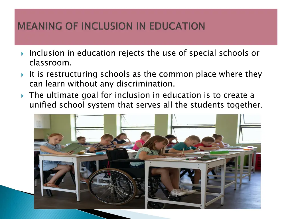 inclusion in education rejects the use of special