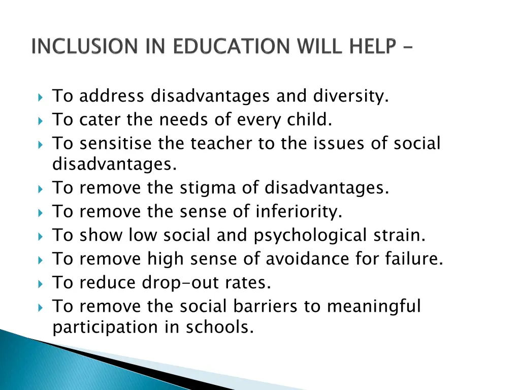 to address disadvantages and diversity to cater