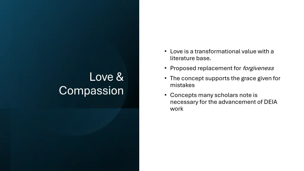 love is a transformational value with
