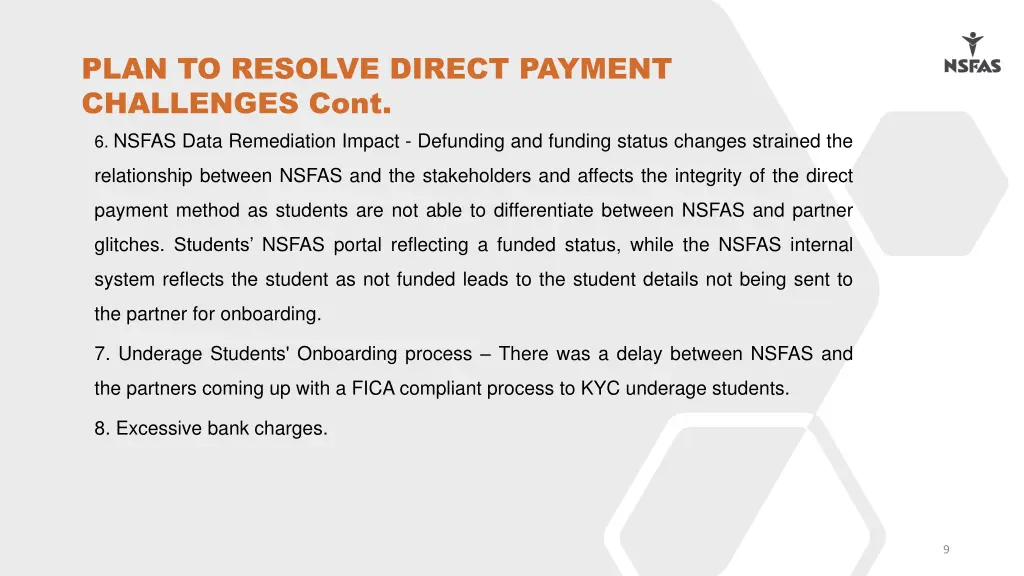 plan to resolve direct payment challenges cont 4