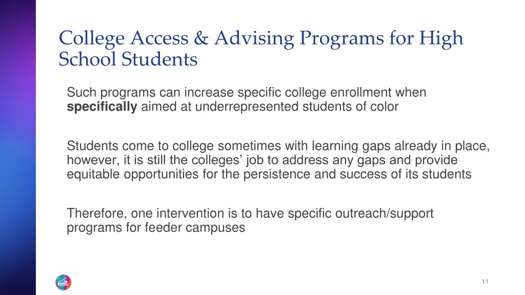 college access advising programs for high school