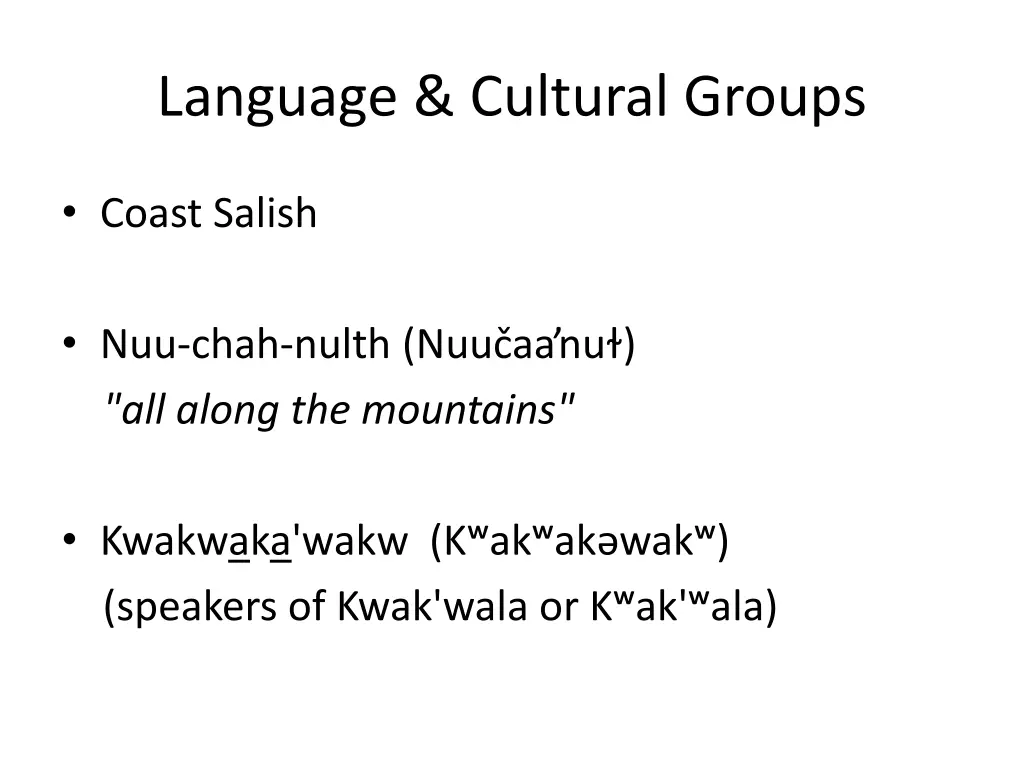 language cultural groups