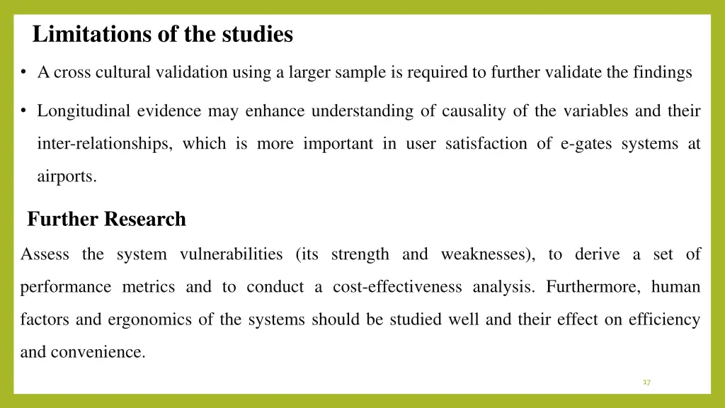 limitations of the studies