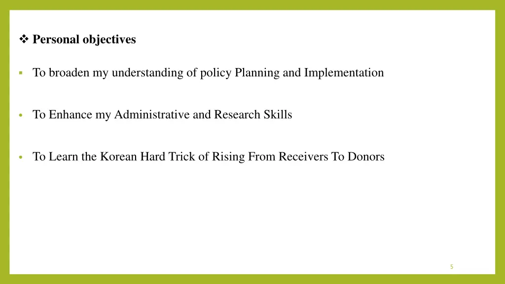 personal objectives