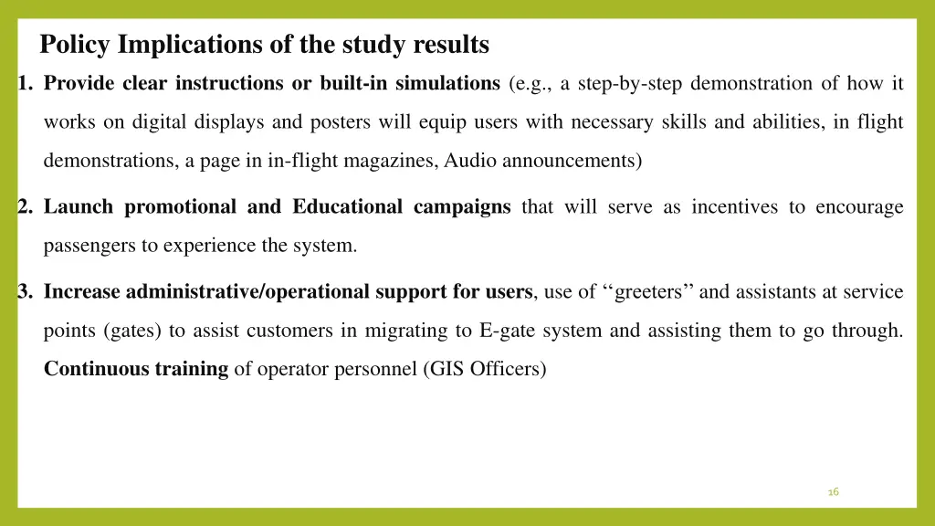 policy implications of the study results