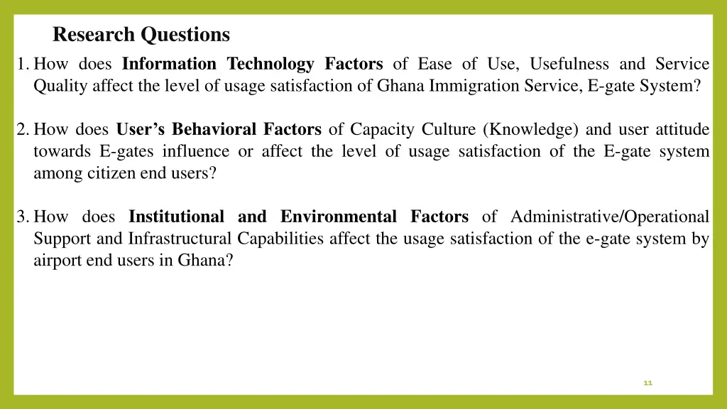research questions