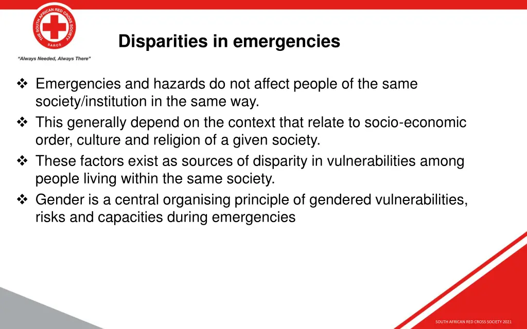disparities in emergencies