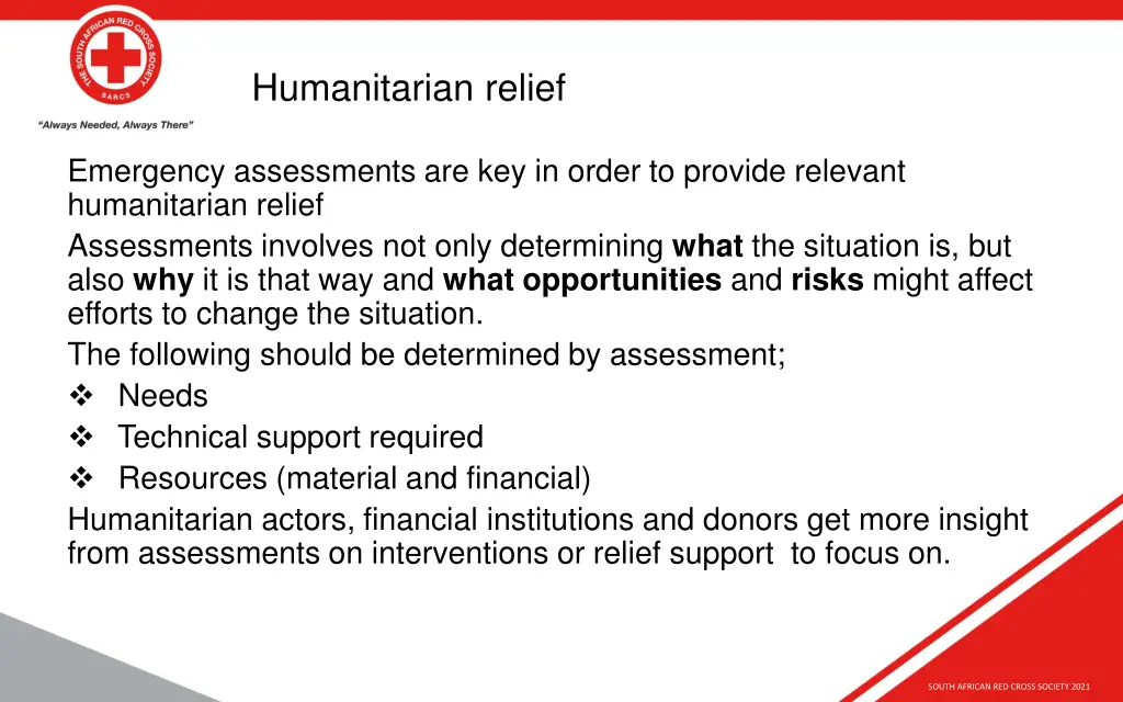 humanitarian relief