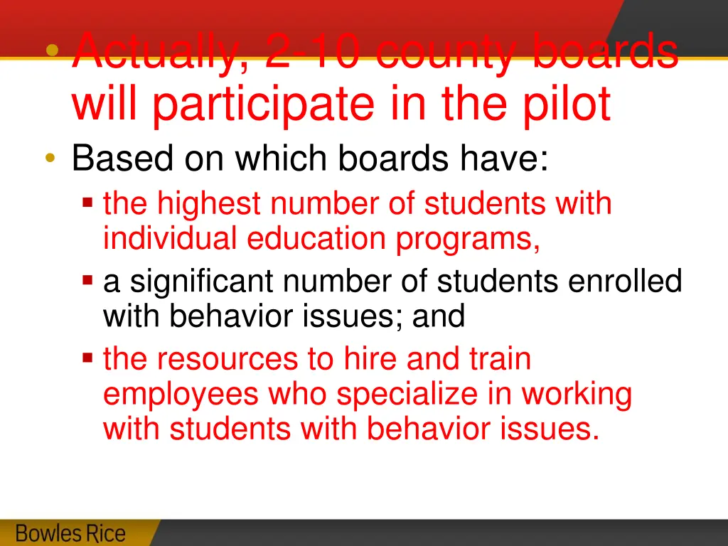 actually 2 10 county boards will participate