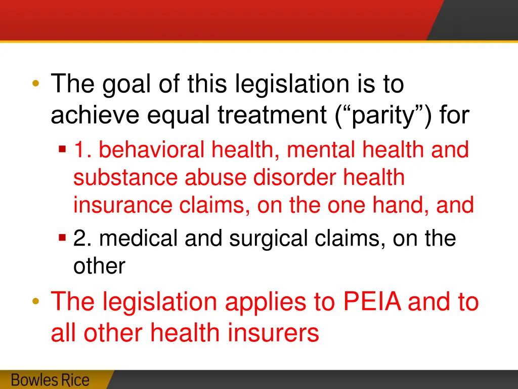 the goal of this legislation is to achieve equal